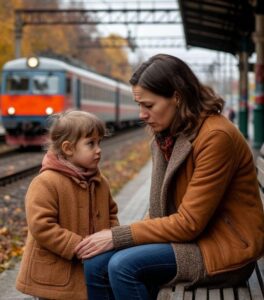 Naapurit neuvoivat äitiä viemään tyttärensä lastenkotiin, jotta hän voisi jotenkin selviytyä. Epätoivon vallassa nainen lähti lapsensa kanssa rautatieasemalle sen jälkeen, kun mies oli ajanut heidät ulos kotoa.