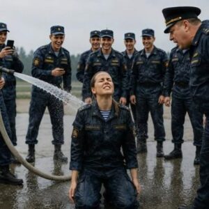 Nuori nainen pakotettiin polvilleen paraatikentän keskelle, ja hänen päälleen alettiin suihkuttaa jäätävää vettä koko sotilasyksikön nähden. Sotilaat nauroivat ja kuvasivat tapahtumaa puhelimillaan… mutta kukaan heistä ei aavistanut, kuka tämä tyttö todella oli — eikä sitä, mitä saman illan aikana tulisi tapahtumaan.